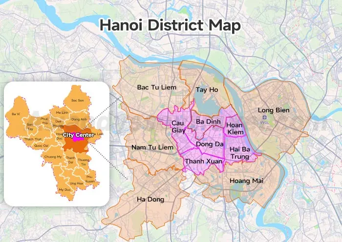 Ba Dinh district is right in the middle of Hanoi