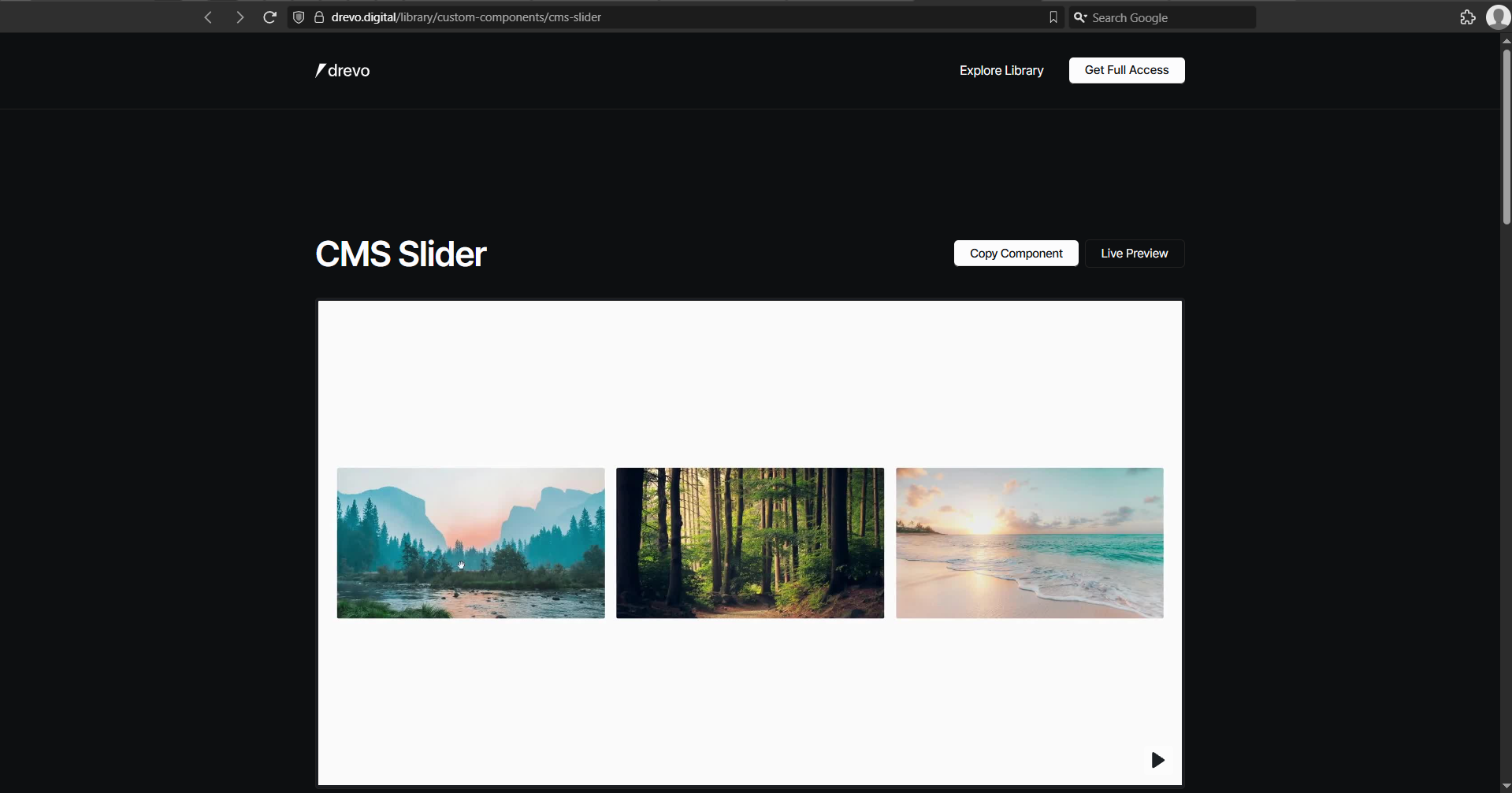 CMS Slider page hero section